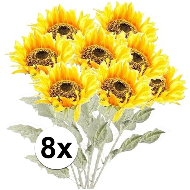 8x Gele zonnebloem kunstbloemen 82 cm Top Merken Winkel